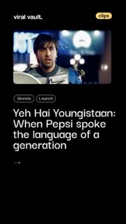 Back in 2008, “Yeh Hai Youngistaan Meri Jaan” wasn’t just a tagline-it was Pepsi tapping straight into the pulse of India’s youth. The campaign marked a cultural shift, celebrating ambition, confidence, and the voice of a new generation that wanted to be heard. 

Featuring youth icons Deepika Padukone and Ranbir Kapoor, alongside the ever-relevant Shah Rukh Khan bridging generations, Pepsi positioned itself as a brand that grew with its audience. 

From print to films, Youngistaan captured changing attitudes, aspirations, and self-expression, making Pepsi more than a beverage-it became a badge of youthful identity. A campaign that truly spoke the language of its time.

#YehHaiYoungistaan #PepsiIndia #IconicCampaign #ViralVaultIndia #InsideTheVault