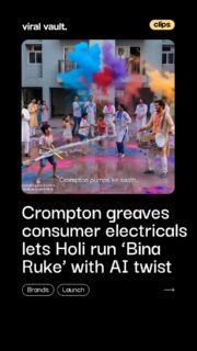 Holi without a water break? Now that’s a real colour win.
Crompton Greaves Consumer Electricals brings AI storytelling to the festive splash with ‘Crompton Pumps - Bina Ruke, Jyaada Chale’, spotlighting steady suction and uninterrupted flow as the real enablers of all-day celebrations. Rolling out across digital with social engagement, the film keeps the focus where it matters, on performance that doesn’t pause.
So, is your Holi running non-stop too?
#BinaRukeJyaadaChale #CromptonPumps #HoliCampaign #ViralVaultIndia