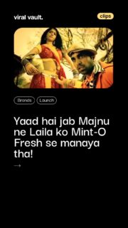 Back in 2005, ITC’s Mint-O Fresh gave us one of the most hilarious ads on Indian television. The film reimagined the legendary Laila-Majnu love story with a witty twist - where Majnu finds a clever way to win back an upset Laila using a simple Minto Fresh mint. Starring Sherin Shringar and created by DraftFCB Ulka, the commercial became a cult favourite for its humour, storytelling and unforgettable punchline. At a time when ads relied on pure creativity and relatability, this one proved that even a tiny mint could create a big cultural moment on TV.

#ThrowbackAds #IndianAdvertising #AdFilms #ViralVaultIndia