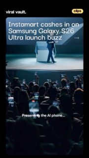 What if you could order a phone the moment it launches? 

That’s the idea behind Instamart’s new campaign with Samsung for the Samsung Galaxy S26 Ultra, where a launch event turns into an instant delivery moment.

From stage reveal to doorstep delivery, quick commerce is now entering the tech launch game.

#TechMarketing #Instamart #Samsung #ViralVaultIndia