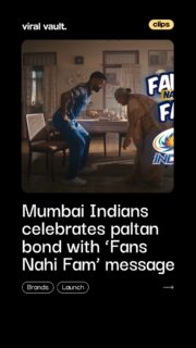 Fans nahi… family. That’s the shift Mumbai Indians is making this IPL 2026. 

With players stepping into everyday fan moments, ticket prices starting at ₹499, city-wide activations, and The MIX fan event, the campaign turns Paltan into the inner circle, not just cheering from stands, but living every win and loss together. Because this season, it’s more than fandom… it’s Fam. 

#MumbaiIndians #FansNahiFam #IPL2026 #MI #ViralVaultIndia
