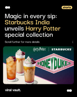 Starbucks brews a little magic in India
A limited-edition Harry Potter–themed menu and collectibles arrive with golden vanilla lattes, frappuccinos, and Hogwarts-inspired merch, blending fandom, flavour, and footfall into one spellbinding experience.
#StarbucksIndia #HarryPotter #BrandCollab #LimitedEdition #ViralVaultIndia