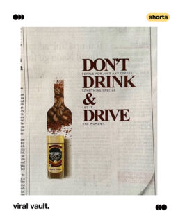 Not your usual coffee ad. Nescafé flips the script by turning a simple print into a powerful safety message, choose coffee over alcohol. Smart visuals, sharper copy, and creativity that doesn’t just sell, but makes you think. When advertising blends purpose with perspective, it leaves a stronger aftertaste.

#Nescafe #CreativeAdvertising #PurposeDrivenMarketing #ViralVaultIndia
