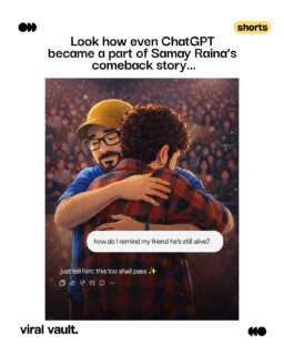 When a friend is sad and words don’t come easy, the bro code turns to search mode. What started as a joke became a clever moment, ChatGPT stepped in, teamed up with Balraj, and turned awkward silence into smart marketing. Funny, relatable, and brilliantly timed.
#ChatGPT #MarketingMoment #BrandCollab #ViralVaultIndia