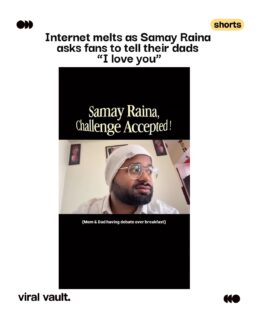 Samay Raina turned his comeback into a wholesome internet moment, asking fans to tell their dads “I love you”, and the internet is delivering with heartfelt, awkward, and emotional reactions. 

From shy smiles to tight hugs, this challenge is melting timelines and reminding everyone to say it while it matters 

#SamayRaina #TellYourDadILoveYou #WholesomeInternet #ViralVaultIndia