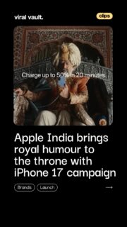 A royal court, modern-day chaos, and tech that saves the day.

Apple India brings a witty twist to storytelling with its latest campaign for iPhone 17, where lost AirPods, travel hiccups, and low battery moments are solved with seamless features. Set in a regal world yet rooted in everyday scenarios, the films blend humour with functionality, turning common problems into clever showcases of innovation during the IPL spotlight.

#AppleIndia #iPhone17 #AdCampaign #BrandStorytelling #ViralVaultIndia