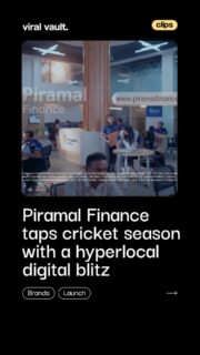 Piramal Finance is rethinking cricket season marketing with a hyperlocal digital-first play, 1,000+ tailored films, eight languages, and pin code-level targeting to connect viewers directly to their nearest branch. 

Blending AI-led localisation with high mobile and YouTube consumption, the campaign bridges digital engagement with real-world access, turning mass reach into meaningful, local discovery.

#PiramalFinance #HyperlocalMarketing #DigitalCampaign #ViralVaultIndia