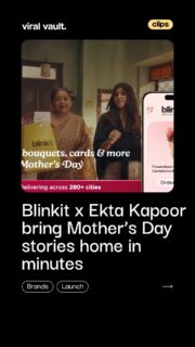 Blinkit x Ekta Kapoor

Banao Mother’s Day ki Kahaani Ghar Ghar Ki
From heartfelt surprises to last-minute smiles, send love in minutes across 280+ cities with Blinkit. Because every mom deserves a story that arrives right on time.

#MothersDay #BanaoKahaaniGharGharKi #BlinkitMoments #WickedGud