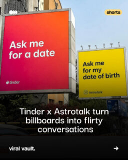 When Tinder meets Astrotalk, billboards stop selling and start talking 

A clever mix of swipes and star signs, turning everyday streets into witty, relatable conversations. This is what happens when brands tap into real culture, simple, sharp, and impossible to ignore.

#Tinder #Astrotalk #BrandCollab #CreativeMarketing #ViralVaultIndia