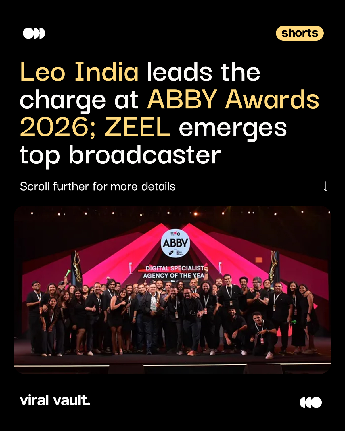 Specialist creativity took centre stage with Leo India emerging as the top-performing agency across multiple specialist categories, while Zee Entertainment Enterprises Limited secured the Broadcaster of the Year title. Tribes also made a strong mark by winning PR Specialist Agency of the Year.
From Mountain Dew’s “Darescore” to Centerfruit’s voice-powered campaign, this year’s ABBYs proved that innovation, technology and storytelling are shaping the future of advertising.
#ABBYAwards2026 #Goafest2026 #LeoIndia #ViralVaultIndia