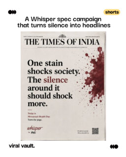 For years, newspapers were used to hide periods.
What if they were used to talk about them instead? 

This spec campaign for Whisper reimagines the front page as a space for menstrual health awareness - challenging the silence, stigma, and shame society still attaches to periods.

Because one stain should never matter more than the conversations we avoid around it.

#MenstrualHealthDay #Whisper #PeriodPositive #ViralVaultIndia