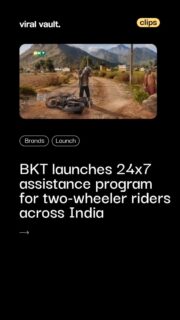 BKT Tyres is expanding its role beyond mobility products with the launch of BKT YOU FORWARD, a 24x7 assistance program for two-wheeler riders across India. From punctures and breakdowns to towing, ambulance support, and legal aid, the initiative aims to provide riders with greater confidence on every journey. Supported by a digital campaign featuring Rakesh Bedi, the program reflects BKT’s commitment to delivering support long after the ride begins.
#BKTTyres #BKTYouForward #Mobility #RoadSafety #viralvaultindia