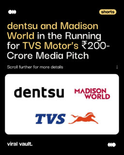 ₹200 crore. Two agencies. One of the year's biggest advertising battles.
TVS Motor has narrowed its massive media review to Dentsu and Madison World, setting the stage for a high-stakes showdown that could reshape the automotive media landscape. With digital, connected TV, and performance marketing taking centre stage, the final decision is one the entire industry is watching.
Who will ride away with the coveted mandate?
#TVSMotor #Dentsu #MadisonWorld #ViralVaultIndia