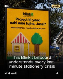 Forgot your stationery again? Don't worry, Blinkit already knew you would. 

From "I'll buy it tomorrow" to "I need it right now", Blinkit delivers the plot twist in minutes. 

#Blinkit #OOHAdvertising #MarketingCampaign #CreativeAds #ViralVaultIndia 

[Blinkit, Stationery Delivery, OOH Advertising, Billboard Campaign, Creative Marketing, Advertising Campaign]