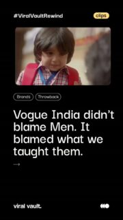 Vogue India didn't point fingers at men. It pointed at the conditioning, the silence, the "boys don't cry" we've been passing down for generations.
Start With The Boys is the conversation we should've had a long time ago. Ft. Madhuri Dixit.
#VogueIndia #StartWithTheBoys #IndianAdvertising #AdsThatMatter #ViralVaultIndia