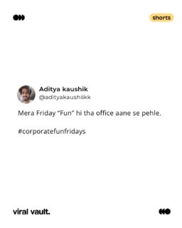 Friday brain has officially logged out before the actual work day did 

#FunFriday #CorporateLife #TrendingMeme #ViralVaultIndia