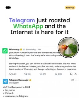 WhatsApp just launched usernames like it's 2026's biggest flex. Telegram? Already sipping tea, since it did this back in 2014. The internet clocked it instantly, and the memes wrote themselves. Some "innovations" just take a decade to catch up.
#WhatsApp #Telegram #TechMemes #Trending #ViralVaultIndia