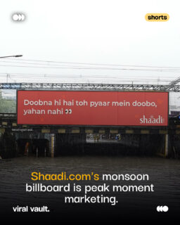 When Mumbai's monsoon hit, Shaadi.com turned the chaos into clever marketing. One billboard. One perfect moment. 

#ShaadiDotCom #MomentMarketing #Marketing #BrandCampaign #ViralVaultIndia