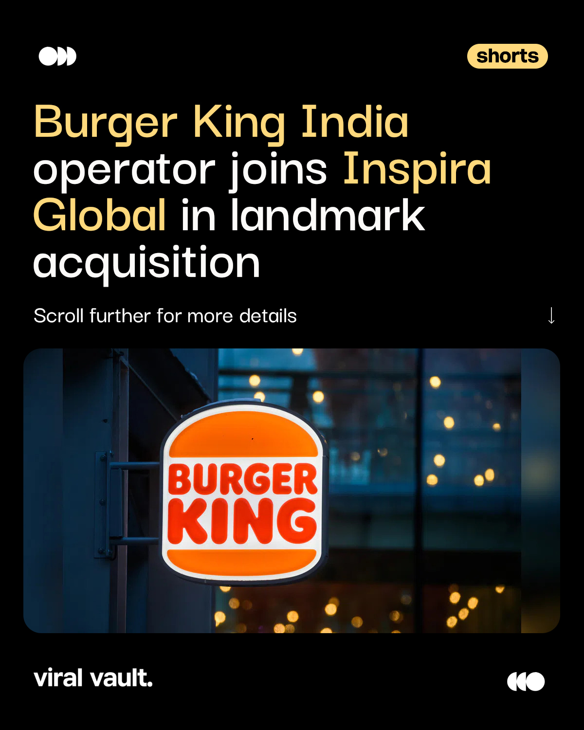 A major shake-up in India's QSR industry. 

Inspira Global has completed its acquisition of Restaurant Brands Asia, the operator of Burger King India, in a deal worth ₹2,235 crore, one of the largest transactions in India's quick-service restaurant sector.

With fresh capital, new leadership, and long-term franchise rights secured through 2050, the company is gearing up to accelerate expansion, strengthen its digital capabilities, and elevate the customer experience across India and Indonesia.

#InspiraGlobal #BurgerKingIndia #restaurantbrandsasia 

[ Inspira Global, Burger King India, Restaurant Brands Asia, QSR industry, acquisition, ₹2235 crore deal, Popeyes India, food service, retail, business news, franchise, restaurant expansion, digital transformation. ]