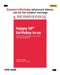 Sometimes, the most powerful message is the one left unsaid.
Zomato's birthday ad proves that great advertising isn't always about saying more, it's about saying just enough.
#Zomato #Advertising #Marketing #Branding #ViralVaultIndia