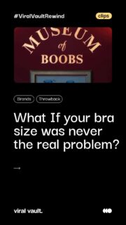 Your bra size was never just a number. Zivame's Museum of Boobs breaks the myth of "one size fits all," teaching women to know their real breast profile - side-set, round, slender, asymmetric - with 52 frames and 13 cup shapes engineered for actual fit, not guesswork. Comfort, finally, gets curated.
#MuseumOfBoobs #Zivame #ThrowbackAds #MarketingAds #ViralVaultIndia