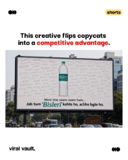 A clever creative concept that reimagines how Bisleri could turn years of lookalikes and misspellings into proof of its iconic brand status. Sometimes, being copied is the biggest sign you've made it.
Creative Credit: Niyatee Gupta
#Bisleri #BrandMarketing #BrandStrategy #Advertising #CreativeCampaign #ViralVault