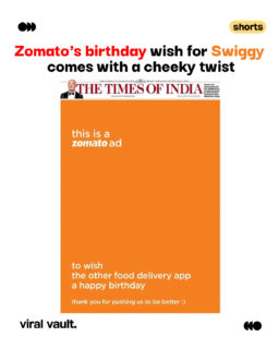 Competition is fierce. The banter is even better.
Zomato just wished Swiggy a happy birthday with a cheeky newspaper ad, using Swiggy's signature orange without naming the brand even once. It's a clever nod to one of marketing's oldest tricks: turning rivalry into memorable brand storytelling.
Sometimes, your biggest competitor makes your best creative partner.
#Zomato #Swiggy #BrandBanter #MarketingCampaign #CreativeAdvertising #ViralVaultIndia