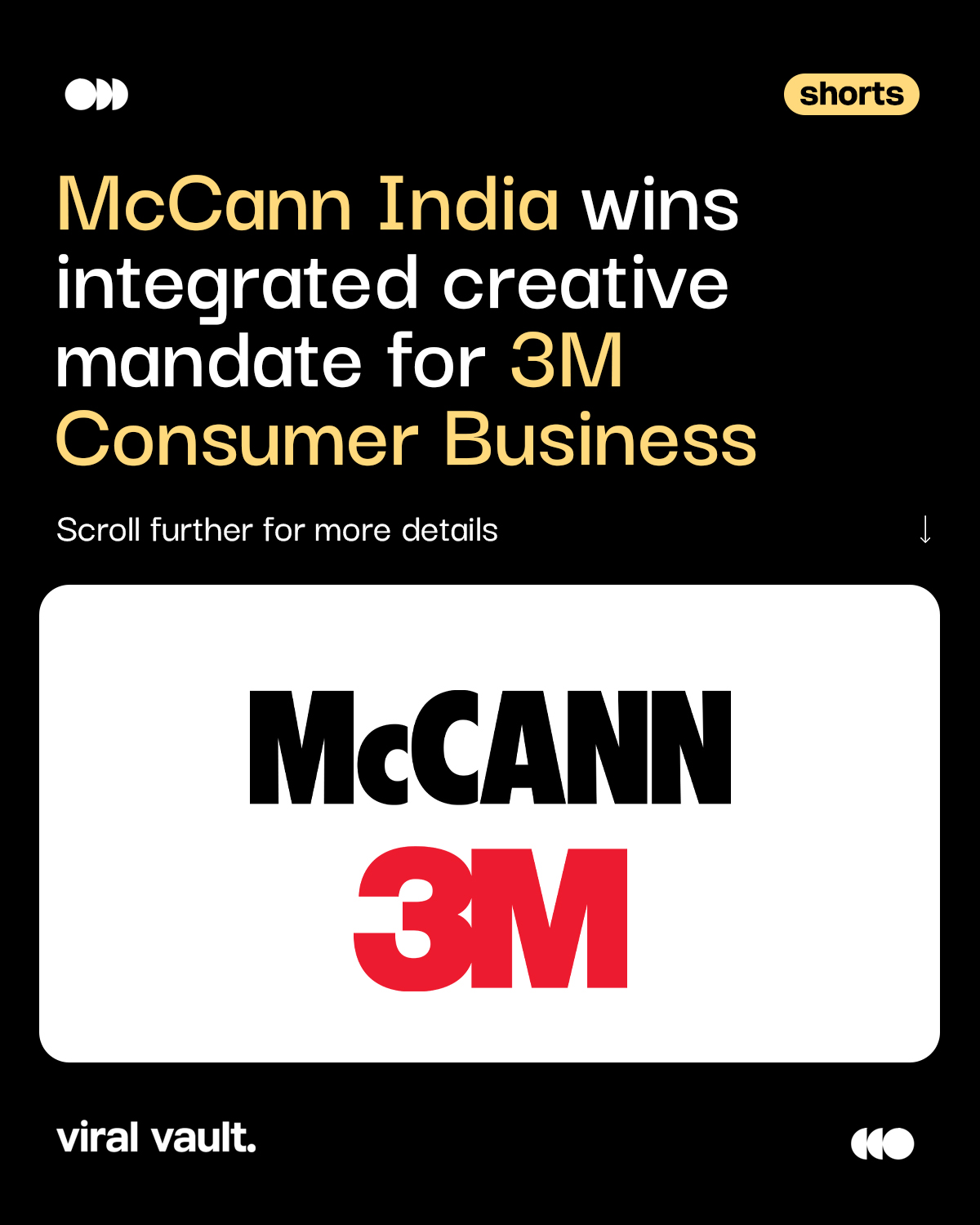 McCann India x 3M Consumer Business! 

McCann India has won the integrated creative mandate for 3M’s Consumer Business in India following a multi-agency pitch. The mandate covers brands including Scotch-Brite, Command and Meguiar’s, spanning mainline, social media, e-commerce, influencers and activations.

The partnership aims to bring sharper brand distinction and integrated communication to 3M’s diverse consumer portfolio in India.

#McCannIndia #3M #3MConsumerBusiness #ScotchBrite #Command #ViralVaultIndia