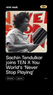 You don’t have to be the best in the world to feel on top of the world.

Sachin Tendulkar teams up with TEN X You World for the ‘Never Stop Playing’ Anthem, celebrating the joy of sport, play and the moments that make us feel like champions.

Because you don’t play to be the best. You play because you love it.

#SachinTendulkar #TENXYouWorld #NeverStopPlaying #ViralVaultIndia 

[ Sachin Tendulkar, TEN X You World, Never Stop Playing, Never Stop Playing Anthem, sports campaign, sports marketing, cricket legend, brand collaboration, Sachin Tendulkar campaign, sports lifestyle ]