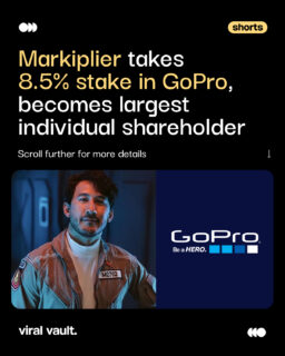 From YouTube creator to GoPro’s largest individual shareholder.

Markiplier is making a major move beyond content creation, acquiring an 8.5% stake in GoPro and becoming the company’s largest individual shareholder.

The move reflects how creator influence is evolving beyond views and followers - increasingly translating into ownership, investment and real business power.

From building an audience to owning a piece of the brand, Markiplier’s move signals a new chapter in the creator economy.

#Markiplier #GoPro #CreatorEconomy #YouTubeCreator #CreatorBusiness #ViralVaultIndia 

[ Markiplier GoPro, Markiplier investment, GoPro shareholder, Markiplier 8.5% stake, creator economy, YouTube creators, creator investments, influencer marketing, digital creators, social media influence, creator business ]