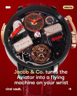 What if a watch could take flight? 

Jacob & Co. brings aviation to the wrist with the Opera Aviator - a bespoke timepiece inspired by Aviator’s visual identity and airplane motif.

The real spectacle begins with the press of a button, activating an intricate mechanical animation inside the watch. With miniature moving elements and theatrical craftsmanship, it transforms timekeeping into a mechanical performance.

Aviation-inspired design meets the bold world of Jacob & Co.’s Opera collection in one seriously unconventional timepiece.

#JacobAndCo #OperaAviator #AviatorWatch #LuxuryWatch #ViralVaultIndia

[ Jacob & Co Opera Aviator, Jacob and Co watch, Opera Aviator watch, luxury mechanical watch, aviation inspired watch, animated mechanical watch, luxury watchmaking, haute horlogerie, Jacob and Co Opera collection, bespoke luxury watch ]