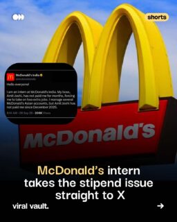 What happens when an internal workplace complaint lands on a brand’s official X account?

A Gen Z intern at McDonald’s India allegedly used the company’s official X account to raise an issue over an unpaid stipend, turning a workplace complaint into a viral social media moment.

The now-deleted posts reportedly claimed that payments had been pending for months, with screenshots continuing to circulate online.

The incident has sparked conversations around workplace accountability, delayed payments and Gen Z’s growing willingness to speak up publicly.

#McDonalds #McDonaldsIndia #GenZ #WorkplaceCulture #Internship #ViralVaultIndia

[ McDonald’s India intern, unpaid stipend, McDonald’s X account, Gen Z workplace, internship stipend issue, workplace accountability, viral social media incident ]