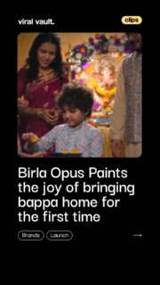A first festival in a new home is more than a celebration - it’s the moment a house truly starts feeling like home.

Birla Opus brings this emotion to life with its Ganesh Chaturthi campaign, ‘Duniya Ko Rang Do’, capturing a young boy’s wish to welcome Bappa into his new home. Taking the idea beyond the film, the brand is also bringing colour and creativity to 500 residential societies across Maharashtra.

#BirlaOpusPaints #DuniyaKoRangDo #GaneshChaturthi #GanpatiBappaMorya #ViralVaultIndia 

[ Birla Opus Ganesh Chaturthi campaign, Duniya Ko Rang Do, Birla Opus festive campaign, Ganesh Chaturthi advertising, Birla Opus paints, festive marketing campaign, Ganpati campaigns ]