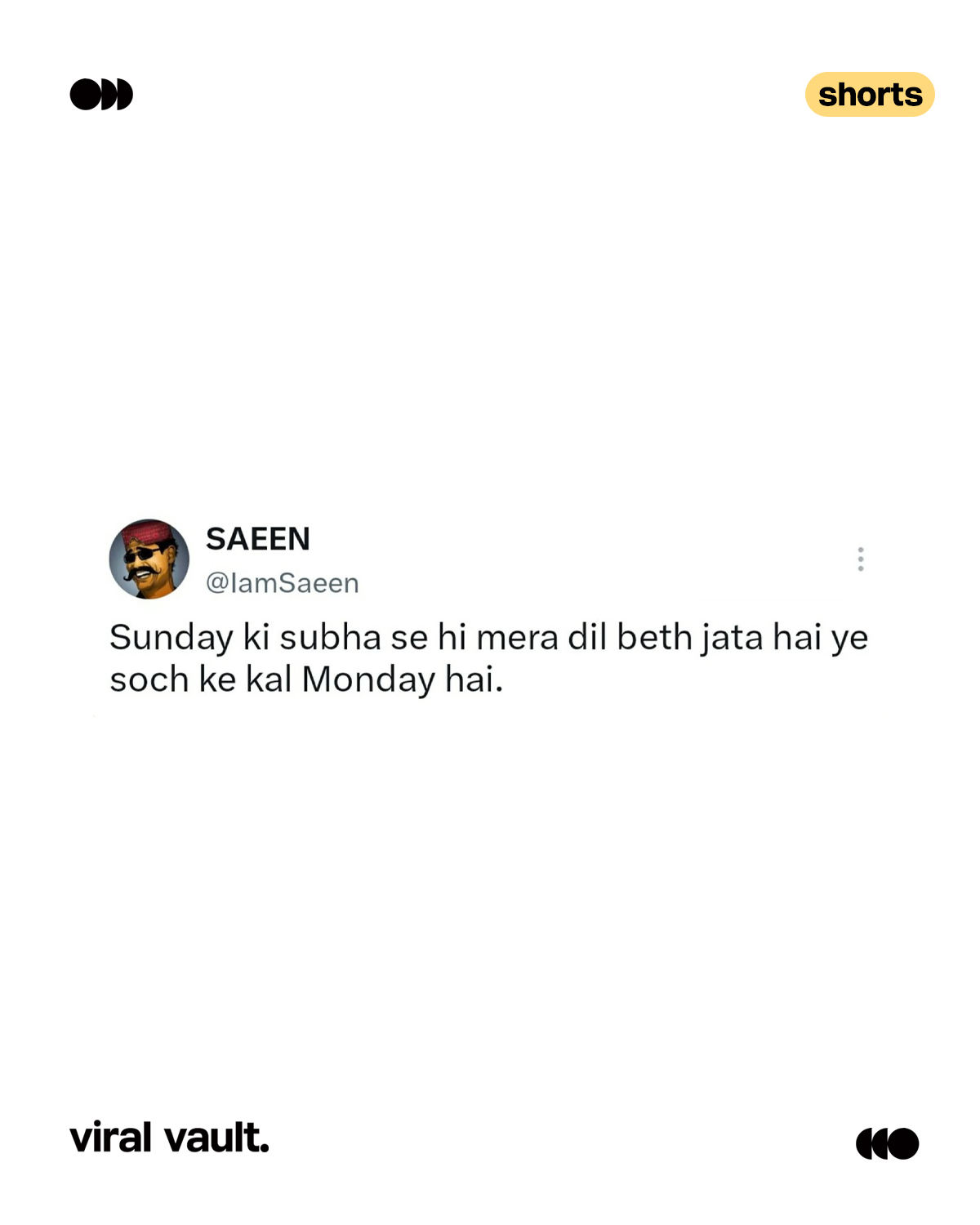 "Sunday ko hi Monday ka trauma shuru ho jata hai 😩 Tag someone jinka weekend already khatam feel ho raha hai"
#DailyMemes #FunnyMemes #CorporateFun #Trending #ViralVaultIndia