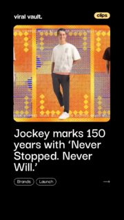 150 years old, but still moving forward.

Jockey marks 150 years with its ‘Never Stopped. Never Will.’ campaign, celebrating a journey that has taken the brand from innerwear to activewear, athleisure and everyday lifestyle.

The campaign looks at how Jockey has evolved with changing consumer needs while keeping comfort at the centre.

#Jockey #JockeyIndia #150YearsYoung #NeverStoppedNeverWill #ViralVaultIndia

[ Jockey 150 years campaign, Jockey Never Stopped Never Will, Jockey India campaign, Jockey 150 Years Young, Jockey brand evolution, Jockey advertising campaign, Page Industries Jockey, fashion marketing campaign, athleisure brand, lifestyle branding ]