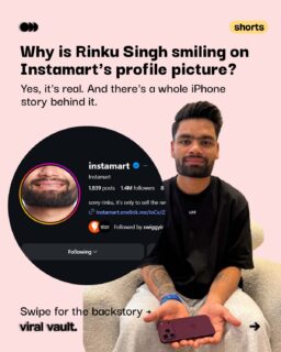 Instamart dared Rinku Singh to reply. He did - and casually asked for an iPhone in return. 

The brand delivered an iPhone 18 Pro Max, and then turned Rinku’s iconic smile into its profile picture. A simple dare turned into a full-blown brand moment - quick commerce, quicker comebacks.

#Instamart #RinkuSingh #SwiggyInstamart #iPhone18ProMax #ViralVaultIndia 

[ Instamart Rinku Singh, Rinku Singh iPhone, Instamart iPhone campaign, Swiggy Instamart marketing, Rinku Singh meme, brand social media marketing, quick commerce marketing, viral brand campaign ]