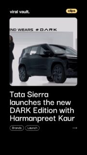Black meets a legend.

Tata Motors has launched the Sierra DARK in India with its “Legend Wears DARK” campaign featuring Indian women’s cricket team captain Harmanpreet Kaur.

The new edition gets a Friesian Black exterior, DARK badging and darker alloy wheels, while the cabin gets a Violet Eclipse theme with purple accents and stitching. Under the hood, however, everything stays familiar with the same engine and gearbox options as the standard Sierra.

Priced from ₹13.99 lakh (ex-showroom), the Sierra DARK brings a fresh visual identity to Tata’s SUV lineup.

#TataSierra #SierraDARK #TataMotors #LegendWearsDARK #HarmanpreetKaur #ViralVaultIndia 

[ Tata Sierra DARK, Tata Sierra DARK price, Tata Sierra launch, Legend Wears DARK campaign, Harmanpreet Kaur Tata Sierra, Tata Motors SUV, Tata Sierra 2026, Tata Sierra DARK edition, Tata Cars ]