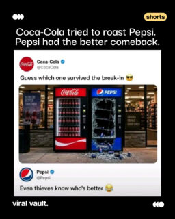 Coca-Cola took a shot at Pepsi. Pepsi flipped the narrative and turned it into a marketing moment.

Because sometimes, the smartest comeback is simply changing the meaning.

#CocaCola #Pepsi #BrandBanter #Marketing #MarketingStrategy #ViralVaultIndia

[ Coca-Cola vs Pepsi, Pepsi comeback, brand banter, competitive marketing, social media marketing, marketing strategy ]
