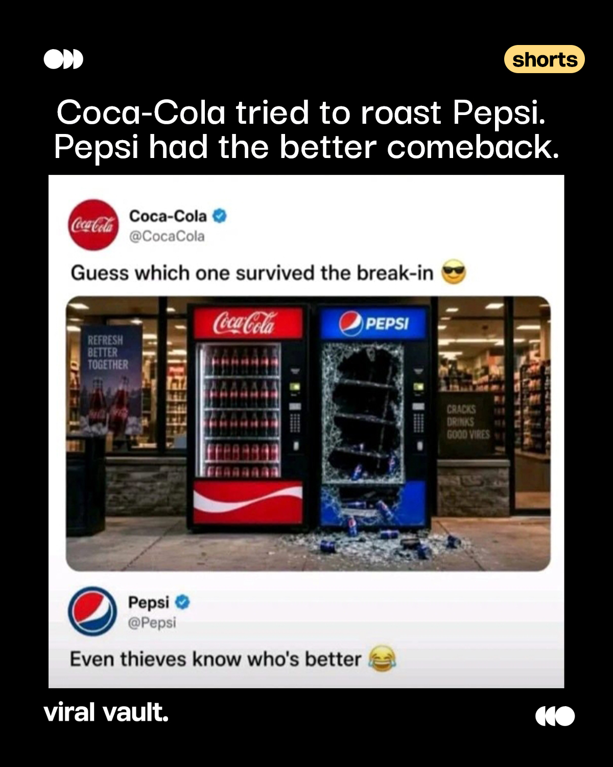 Coca-Cola took a shot at Pepsi. Pepsi flipped the narrative and turned it into a marketing moment.

Because sometimes, the smartest comeback is simply changing the meaning.

#CocaCola #Pepsi #BrandBanter #Marketing #MarketingStrategy #ViralVaultIndia

[ Coca-Cola vs Pepsi, Pepsi comeback, brand banter, competitive marketing, social media marketing, marketing strategy ]