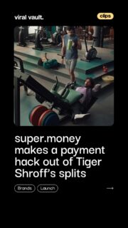 Tiger Shroff takes “split” a little too seriously.

super.money turns Tiger’s iconic splits into a hilarious payment hack for splitStore, where shoppers can split their payments into three parts with zero interest and zero fees.

Created by Talented and produced by Footloose Films, the campaign gives a fun twist to a simple product benefit: split the payment, not yourself.

#supermoney #TigerShroff #splitStore #Advertising #BrandCampaign #Marketing #ViralVaultIndia 

[ super.money campaign, Tiger Shroff super.money, splitStore campaign, Tiger Shroff advertising campaign, super.money splitStore, payment hack campaign, fintech advertising India, UPI campaign, Talented agency campaign, Footloose Films ]
