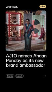 AJIO gets a new face for the festive season.

Ahaan Panday joins AJIO as its new brand ambassador, fronting the brand’s 2026 festive campaign, ‘Festival Is Festivalling’. Conceptualised by The Script Room, the campaign celebrates India’s festive season through fashion, culture and contemporary style.

#AJIO #AhaanPanday #FestivalIsFestivalling #AJIOAllStarsSale #FestiveCampaign #ViralVaultIndia 

[ AJIO Ahaan Panday, Ahaan Panday brand ambassador, AJIO festive campaign 2026, Festival Is Festivalling, AJIO All Stars Sale, fashion advertising campaign, Indian advertising news ]