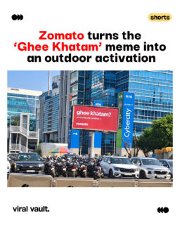 A meme was already winning the internet. Zomato just took it offline.

With its “Ghee Khatam” outdoor activation, Zomato turned an ongoing online conversation into a real-world brand moment. A smart reminder that sometimes, the best marketing is all about catching the right trend at the right time.

#Zomato #BrandActivation #OutdoorAdvertising #OOHAdvertising #ViralVaultIndia 

[ Zomato Ghee Khatam campaign, Zomato outdoor activation, meme marketing, OOH advertising India, trend-based marketing, creative brand activation, viral marketing campaign, real-time marketing ]