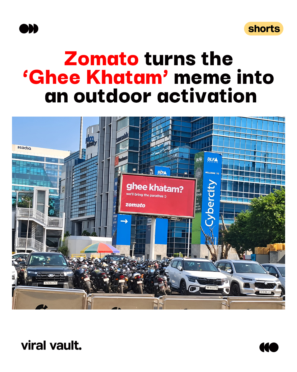A meme was already winning the internet. Zomato just took it offline.

With its “Ghee Khatam” outdoor activation, Zomato turned an ongoing online conversation into a real-world brand moment. A smart reminder that sometimes, the best marketing is all about catching the right trend at the right time.

#Zomato #BrandActivation #OutdoorAdvertising #OOHAdvertising #ViralVaultIndia 

[ Zomato Ghee Khatam campaign, Zomato outdoor activation, meme marketing, OOH advertising India, trend-based marketing, creative brand activation, viral marketing campaign, real-time marketing ]