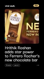 A little indulgence, a little crunch, and a touch of gold! 

Ferrero Rocher teams up with Hrithik Roshan to spotlight its new Ferrero Rocher Bar, celebrating those little moments of self-indulgence. With its crispy, creamy and crunchy layers, the campaign invites chocolate lovers to slow down and savour every bite.

Because sometimes, a little treat is all you need to make the day feel special.

#FerreroRocher #FerreroRocherIsABar #HrithikRoshan #ChocolateLovers #BrandCampaign #ViralVaultIndia

[ Ferrero Rocher Bar campaign, Hrithik Roshan Ferrero Rocher, new Ferrero Rocher chocolate bar, Ferrero Rocher India, celebrity brand endorsement, chocolate advertising campaign, chocolate marketing, brand collaboration ]