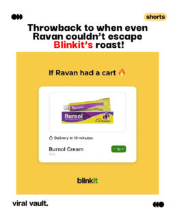 Ravan’s 2022 cart, still on fire.
Burn after reading. Or just burn.
#Blinkit #Dussehra2022 #Throwback #IfRavanHadACart #BurnolCream #DussehraVibes #ViralVaultIndia