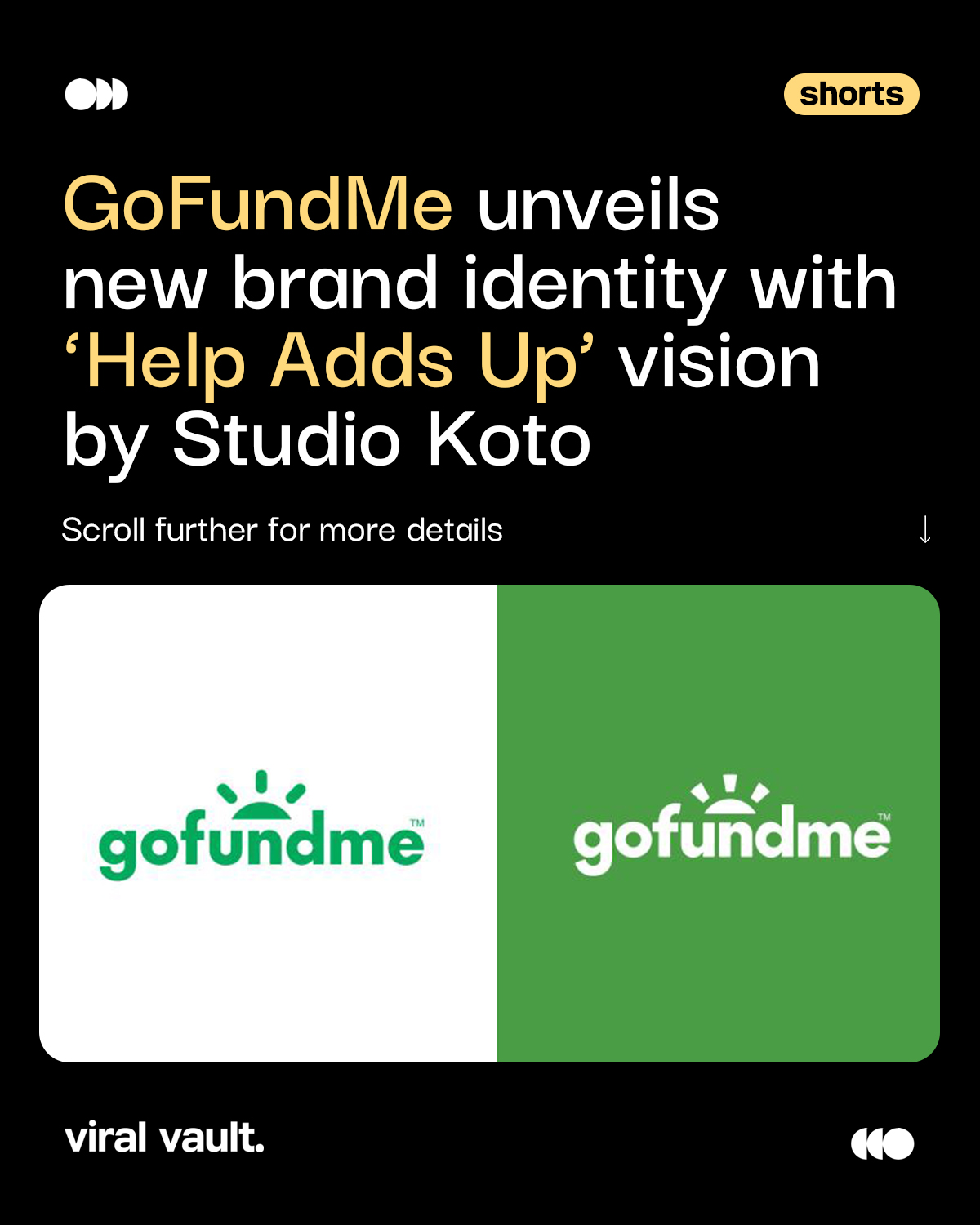 What does progress look like when kindness becomes visible? 

GoFundMe’s refreshed identity by Studio Koto turns a simple goal bar into a powerful progress circle, bringing the idea that “Help Adds Up” to life across every touchpoint. 

From sun-ray arches to fluid motion and typography, the new system beautifully visualises how small acts of generosity stack up into life-changing impact, proving that design can make empathy feel tangible.

#GoFundMe #BrandRefresh #DesignThinking #ViralVaultIndia