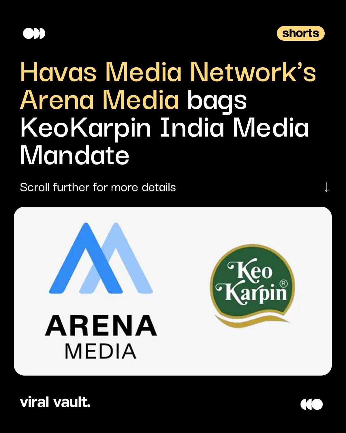 Big win for Arena Media India! Havas Media Network India's Arena Media has secured the integrated media mandate for Keo Karpin, and will now lead the legacy hair care brand's full-funnel media strategy across traditional, digital, and performance channels.

#HavasMedia #ArenaMedia #KeoKarpin #MediaMandate #ViralVault

{ Arena Media India, Havas Media Network India, Keo Karpin media mandate, integrated media strategy, media agency win, media planning, digital marketing, performance marketing, advertising news, brand strategy, Indian marketing news. 
}