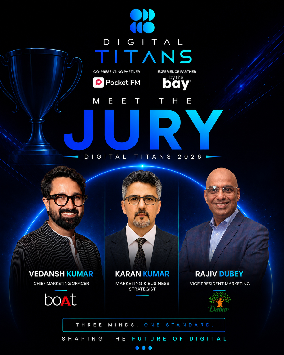 Your campaign has entered the room. Now meet the people holding the verdict.
The Digital Titans 2026 Jury is here - Vedansh Kumar, Karan Kumar, and Rajiv Dubey.
Three minds. One mission: to identify the ideas, campaigns and talent setting the benchmark for digital.
Think your work belongs among the best? Let the jury decide.
#DigitalTitans2026 #DigitalTitans #MeetTheJury #MarketingLeaders #DigitalMarketing #MediaLeaders #MarketingIndia #ViralVaultIndia